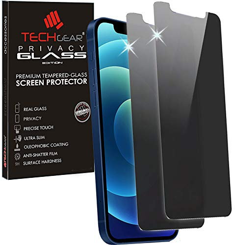 TECHGEAR [2 Pack Anti-Spy Screen Protector for iPhone 12, iPhone 12 Pro - Privacy Glass Screen Protector Tempered Glass Anti-Spy Compatible with iPhone 12/12 Pro