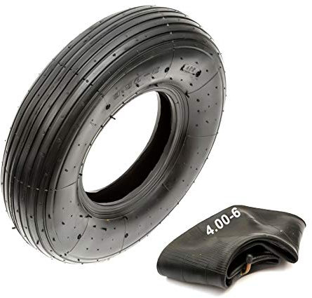 Tyre & Bent Valve Inner Tube 3.50-6 350-6 4 Ply Line Tread 6 Inch Wheelbarrow