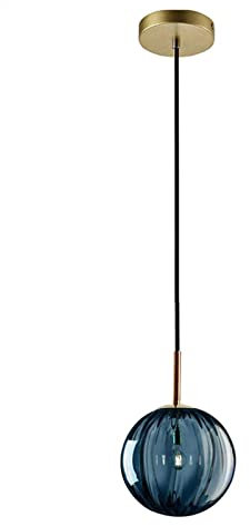 LFsem Einzelner Kopf Deckenleuchte Bunte Ø15cm Glaskugel Pendelleuchte E14 Loft Schlafzimmer Hängelampe Moderne einfache Kronleuchter (Blau)