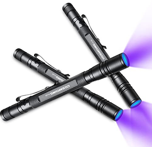 Linterna UV, linterna ultravioleta LED de 395 nm, linterna de luz negra con zoom, detector impermeable IP54 para orina de mascotas, manchas de perro y gato, chinches, armario del hogar (3 unidades)