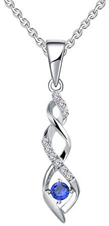 JO WISDOM Damen Halskette Sterling Silber 925,Kette Anhänger Unendlichkeit Infinity mit 3A Zirkonia September Geburtsstein Saphirfarbe,Schmuck für Frauen