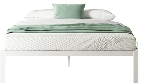 Novilla Metallbett Metallrahmenbett mit Lattenrost Bettgestell Für Erwachsene Kinder Jugendliche 140x200 cm Weiß