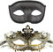 Qavctw Couples Venetian Masquerade Metal Masks for Mardi Gras Halloween Costume Ball Prom Mask 2 Pack