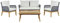 Beliani Garten Loungeset Akazienholz Hellbraun/blau 4-Sitzer Auflage cremeweiß Merano II
