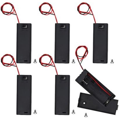 Single AA Battery Holder with Switch and Cover,6PCS 1.5V AA Battery Holder with Leads Wires Battery Spring Clip Storage Box