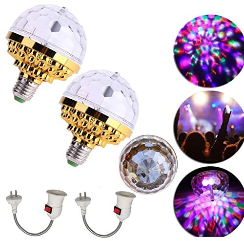 Bunte Disco-Kugel-Glühbirne mit Fassungen, LED-RGB-Stroboskop, Party-Lampe, schillernde Kristall-Disco-Bälle, Bühnendekoration, Glühbirne für Geburtstagsparty, Club, Bar, Halloween, Weihnachten (2