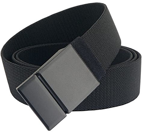 S-MAN Herren Stretch Gurt 3.8CM breite Metallschnalle Sport Golf Gürtel im Freien, Stoff Arbeitsgurte für Männer Schwarz