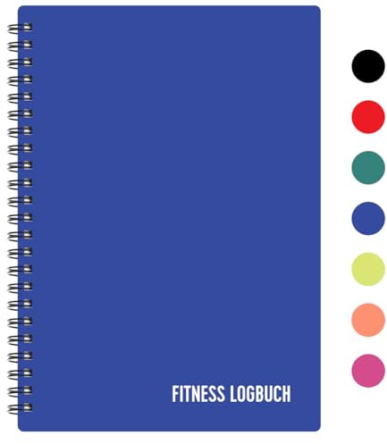 Fitness Logbuch Plastik-Cover Blau - undatiertes Workout-Tagebuch – A5-Format, dickes Papier, starke Bindung – stilvolles und minimalistisches Trainingstagebuch