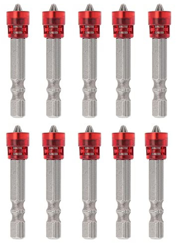 Saipor 10 Stück Magnetischer Ph2 Kreuz Bit Satz Schraubendreher Bit Set 1/4 Zoll Sechskant-Schaft Trockenbau Bit Trockenbauschrauber Aufsatz, 48mm