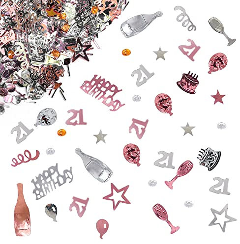 Giftota - Konfetti 21 Geburtstag Deko - 21. Geburtstag Deko - Konfetti (Roségold) - Partydekoration Geburtstag 21 - Konfetti-Dekoration für Jubiläen, Geburtstage, Partys, Tischdeko