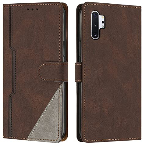 Radoo Kompatibel mit Samsung Galaxy Note 10 Plus/Note 10+ Hülle, PU Leder Handyhülle [Stand Feature] [Kartenfachr] Schutzhülle Klappbar Flip Case Cover für Samsung Note 10 Plus/Note 10+ (Braun)