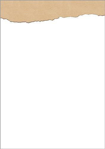 SIGEL DP624 Hochwertiges Motivpapier, Druckerpapier Torn kraft paper, A4, 100 Blatt, Motiv beidseitig, 90 g/m², weiß/beige, aus nachhaltigem Papier