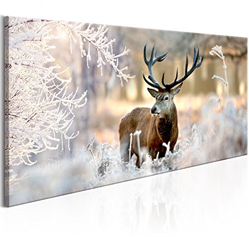 murando - Akustikbild Hirsch 120x60 cm Bilder Akustikschaum Hochleistungsschallabsorber Schallschutz Leinwand 1 tlg Wandbild Raumakustik Schalldämmung - Natur g-C-0065-b-b