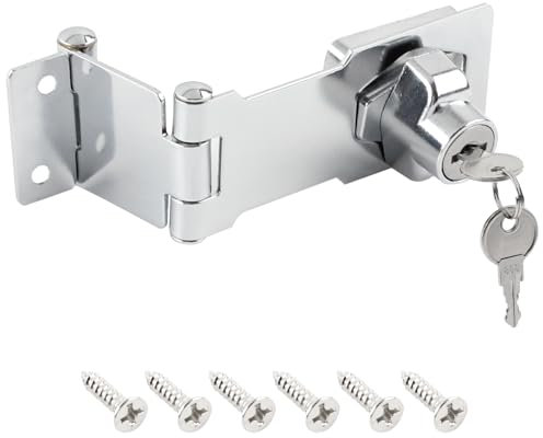 Stainless Steel Heavy Duty Keyed Door Lock Hasp Latch - 3 Inch Double Hinge Hasp for 90/180 Degree Install, Fit for Cabinets, Barn Doors
