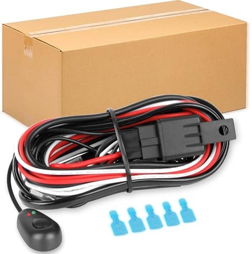 Kabelbaum Kabelsatz Relais für KFZ Scheinwerfer Arbeitsscheinwerfer Lichtleisten 12V 40A Universal Auto LED Nebelscheinwerfer(für 2 Lampe max. 180W)