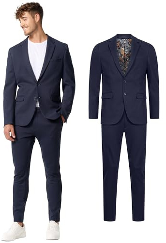 JEFF Herren JFEzra Set Anzug 2-teilig Sakko Hose Bundle | elastischer Herrenanzug Regular Fit für Männer Dark Navy, 50