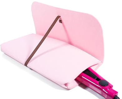 Glamza Hair Straightener Mat & Pouch - Made from Heat Resistant Safety Felt - Ideal for Home & Travel (Pink (Pouchy))