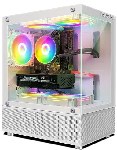 STGsivir PC Gamer Fixe, Ordinateur Gaming,10th Gen G5905 3.5GHz, Radeon RX 580 16Go GDDR5, RAM 16Go, SSD 1To, WiFi, BT 5.0, Ventilateur RVB x 5, W11H64