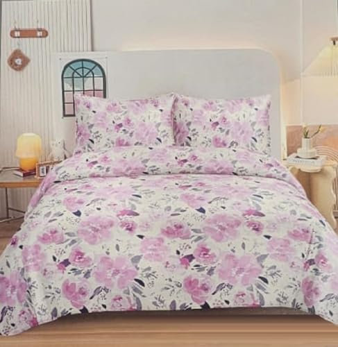 Alpes Blanc - Couette Imprimée Hiver Microfibre 220x240 Motifs et Coloris Rose