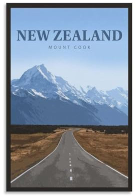 Jdheeh Vintage-Poster, Neuseeland-Reise, Leinwand, Kunstposter, Wanddekoration, Poster, 20 x 30 cm