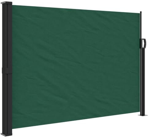 vidaXL Seitenmarkise, Sichtschutz Ausziehbar, Windschutz Sonnenschutz für Garten Balkon Terrasse, Seitenrollo Seitenwandmarkise, Dunkelgrün 140x300cm
