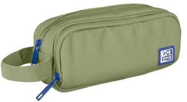 Oxford B-Smart, Estuche Escolar 3 Compartimentos, Goma Elástica, Material Reciclado RPET, Color Verde Safari