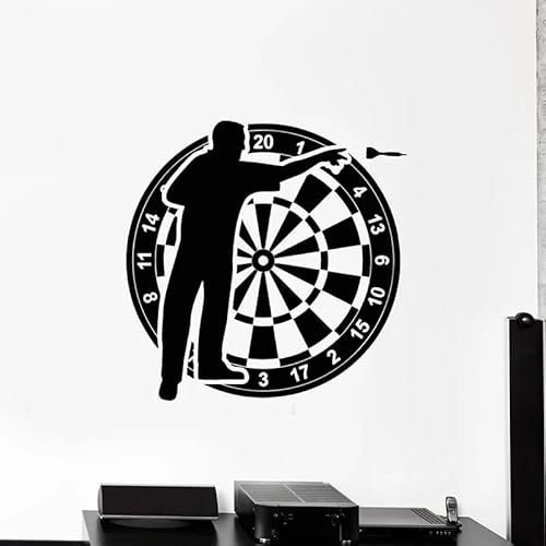 Darts Spieler Wandtattoo Ziel Schießen Spiel Club Spielzimmer Schlafzimmer Interieur Dekor Vinyl Aufkleber Sport Tapete 74x74cm