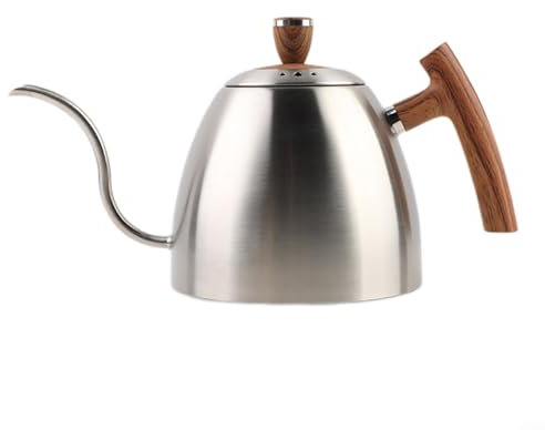 Zoegneer Handgebrühte Kaffeekanne aus 304 Edelstahl mit Thermometer, Schwanenhals, schlanke Öffnung, Kung-Fu-Brüh-Teekanne (Silber)