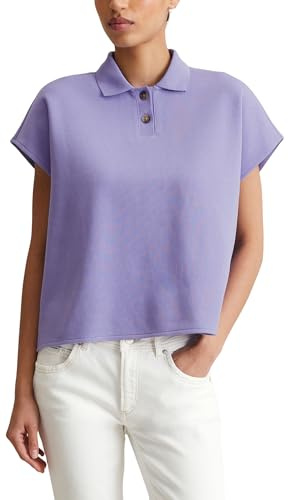 Marc O'Polo Denim Damen Kurzarm-Poloshirt aus Bio-Baumwolle Wide Fit, Lila (Soft Hibiscus), XXL