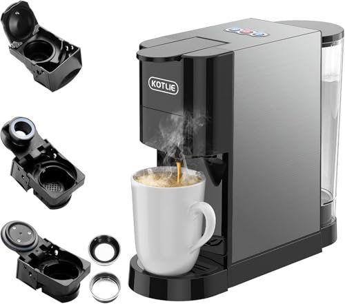 KOTLIE AC-513H 4 in 1 Kaffeemaschine, 3 einstellbare Höhen, nicht nur für gemahlenen Kaffee, ESE (44 mm), sondern auch kompatibel mit der Verwendung von verschiedenen Marken Kaffeekapseln