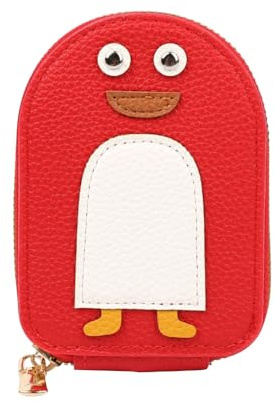 DONGKER Porte-Monnaie en Forme de Pingouin Mignon,Portefeuille en Accordéon avec Fermeture Éclair en PU,11 Emplacements pour Cartes,pour Hommes et Femmes
