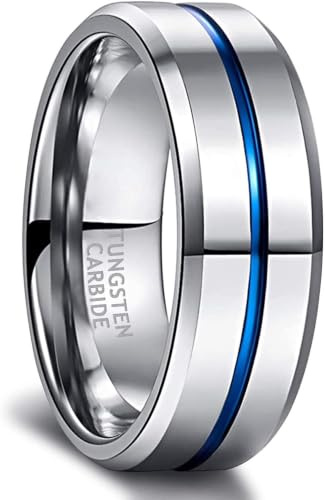 083BASE Ringe Herren Wolframcarbid Schwarz Außenbreite 8mm brei Comfort Fit Design Wolfram Ringe