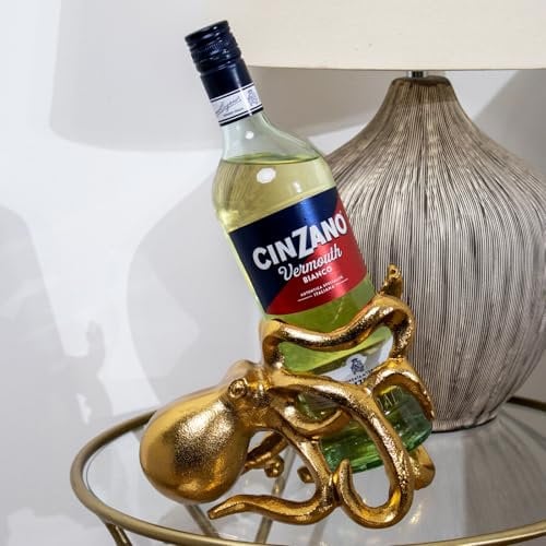 Darthome Gold Octopus Wine Holder Metal Modern Nautical Kitchen Table Single Bottle Stand