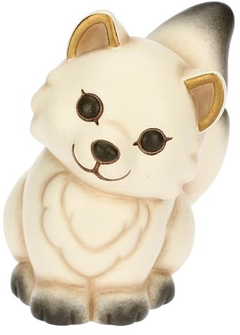 THUN, Volpe Bianca Perla in Ceramica di Alta Qualità, Versione Piccola, Collezione Inverno Incantato, Statuine da Collezione, Idea Regalo per Natale, 6,3 x 7,3 x 8,4 cm