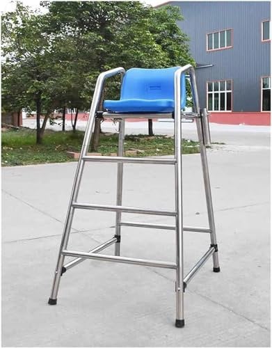 SAFWELAU High Stool Pool Ladder 150cm Tall Outdoor Lifeguard Chairs for Pool Patio Beach Lake, Adults/Kids Stainless Steel Life Guard Chair, Easy to Assemble, Loads 300kg
