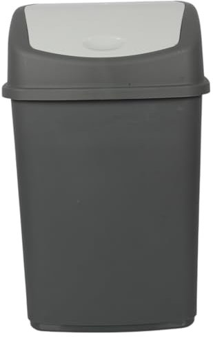 Jolie Max 35L Large Swing Top Kitchen Bin - Plastic Dustbin with Flip Top Lid - Ideal for Home and Office Waste Management - Easy to Clean, Recycle Rubbish Bin. (Anthracite with Grey Lid)