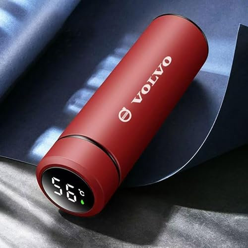 WXGBH Coche Taza de Viaje Aislada para Volvo S90L,Acero Inoxidable con Emblemas Badge Travel Mug Vaso Termo Cafe Pantalla LED Táctil Inteligente con Temperatura Regalo de Coche,C