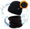 TOP-EX Schwarze wasserdichte Winter Warme Fleece-gefütterte Strickmütze für Herren & Damen mit Wasserabweisendem Halskreisschal, Atmungsaktive Outdoor Lauf- & Skimütze Set L/XL