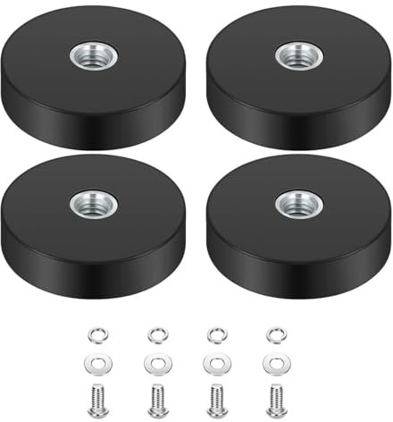4 Stück Gummierte Magnete, Ø 22mm Neodym Magnet Gummiert mit M4 Gewinde, Anti-Rutsch, Extra Starke Magnete für Fahrzeuge Lampen Befestigen von Werkzeugen