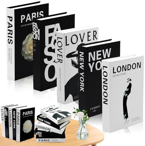YUJUVI Deko Bücher für Heimdekor 5 Stk Fake Books Dekorative Bücher Dekobücher Faltbare Kartonschachtel nurGefälschte Bücher Display für Home Couchtisch Regale Dekobücher für Büro (5 Stück Set Deko A)