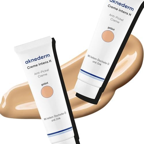 aknederm Creme intens H 60g - Anti-Pickel Creme mit Ölschiefer-Öl und Zink, hautgetönte Intensiv-Pflege zur punktuellen Behandlung bei akuten stark ausgeprägten Hautunreinheiten, getönte Gesichtscreme