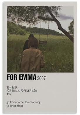 OREAUORN Poster mit Bon Iver für Emma, Leinwanddruck, ästhetisches Vintage-Poster, dekoratives Gemälde für Wohnzimmer, Schlafzimmer, 30 x 45 cm, ungerahmt, 3 x 45 cm