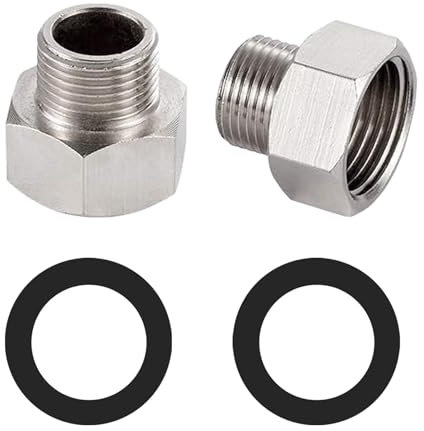 BELZ Raccord de Tuyau Rond, réducteur de tuyau de douche, G3/8 à G1/2, Acier inoxydable, Chrome