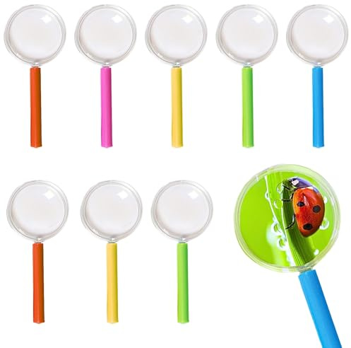 KEYRI 9 Pièces Loupe de Lecture, Loupes en Plastique Loupe avec | Poignée pour Livres Scientifiques Journaux Insectes Lecture Observation et Travaux Manuels