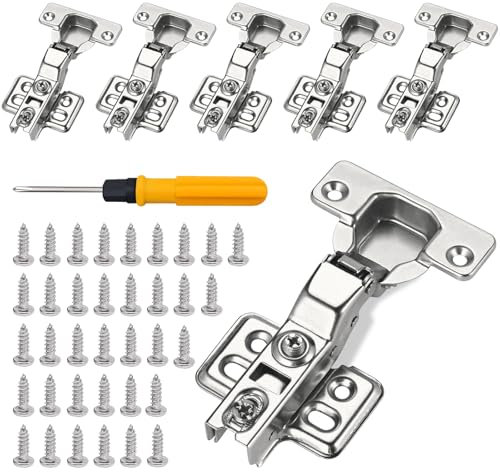 ePicsoa 6Pcs Schrank Scharniere,110° Mittelanschlag 35mm Softclose Hydraulisch Scharnier,Schrankscharnier,Möbelscharnier,Softclose Scharnier mit 36 Schrauben,Topfbänder mit Dämpfer für Küchenschrank