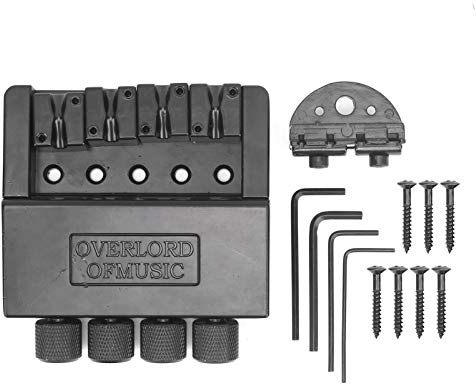 SPYMINNPOO Bass Bridge, Komplettes Kit mit Zinklegierung und Werkzeug, Headless 4-Saiten fr E-Bass Musiker und DIY
