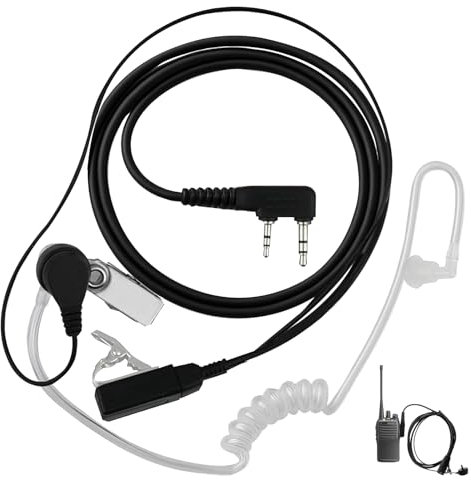 Huybaa Auricolare Walkie Talkie di Sicurezza 2 Pin con Pulsante PTT, Microfono e Telecomando Parla 150CM, Compatibile con Radio Bidirezionale UV5R 888S RT24 RT27 HESENATE HT999