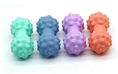 Vaguelly Silikon Massageball Blau Muskelmassagegerät in Erdnussform mit Noppen für Selbstmassage und Training bei Yoga Laufen und Gewichtheben