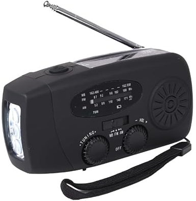 2025 Upgraded Wind Up Solar Radio,Portable Hand Crank Emergency Radio with SOS Alarm, AM/FM Radio with LED Bright Flashlight/Power Bank,2000mAh Survival USB Mobile Phone Charger for Outdoor Camping