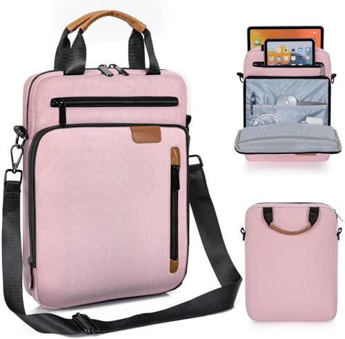 OUUTMEE 12.9 Inch Tablet Sleeve Bag, Padded Protective Carrying Case Fits iPad Pro M4 & Air M2 2024, Samsung Galaxy Tab S9 FE+/S9+/S8+/S7 FE/S7+ 12.4 2022/2023, Surface Laptop Go 12.4(Pink)